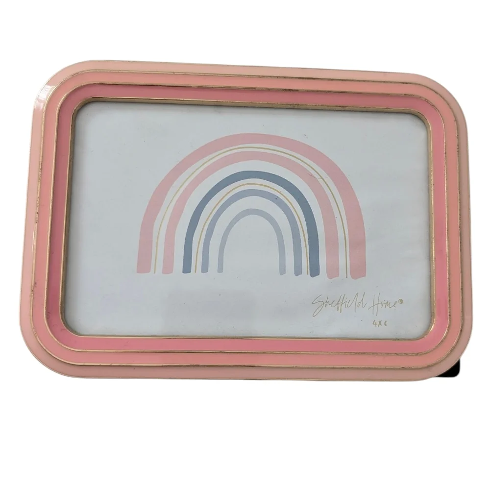 PICTURE FRAMES Modern Pink Prints Square Rectangular Artful Cute 2Pc Set Pair